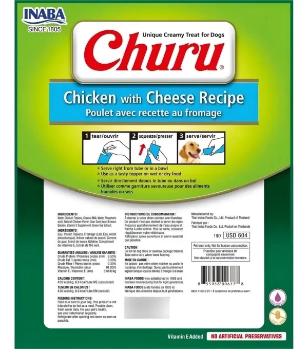 Churu Snack Premio Perro Pollo Con Queso - 8 Tubitos - Imagen 2